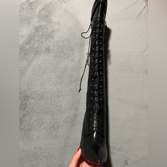 Christian Louboutin Lace up red bottom heel boots - Picture 5 of 12